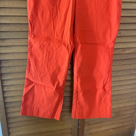 Maeve By Anthropologie Women’s Orange Cropped Linen Stretchy Pull-On Pants Sz 0 - Picture 3 of 6